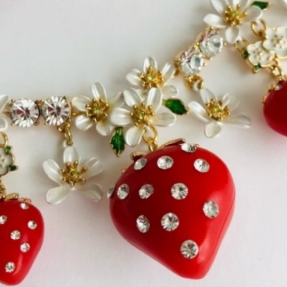 Betsey Johnson Strawberry Frontal Necklace - Picture 3 of 5